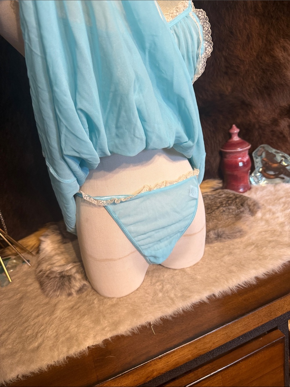 Victoria's Secret Light Blue Lace-Trim Chemise M NWOT (1600) - Picture 2 of 5